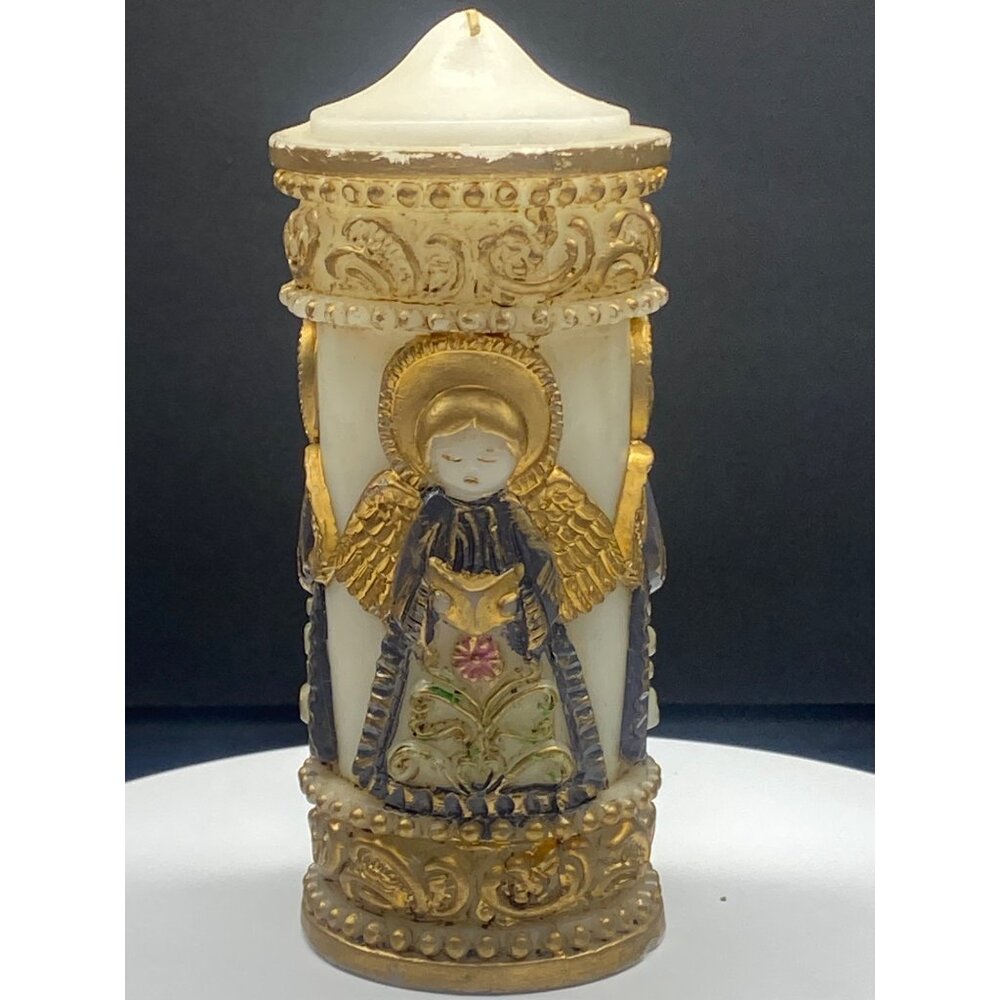 Vintage Crafted Emperor Art Creations Candle 1986 Gold Toned Angel 8" Tall